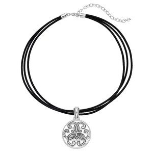Napier Filigree Disc Pendant Cord Necklace
